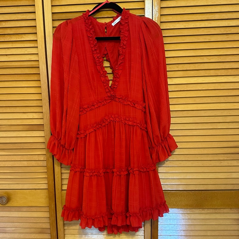red ruffle dress